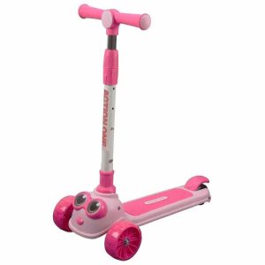 Három kerekű roller, világító kerekekkel gyerekeknek rózsaszín színben