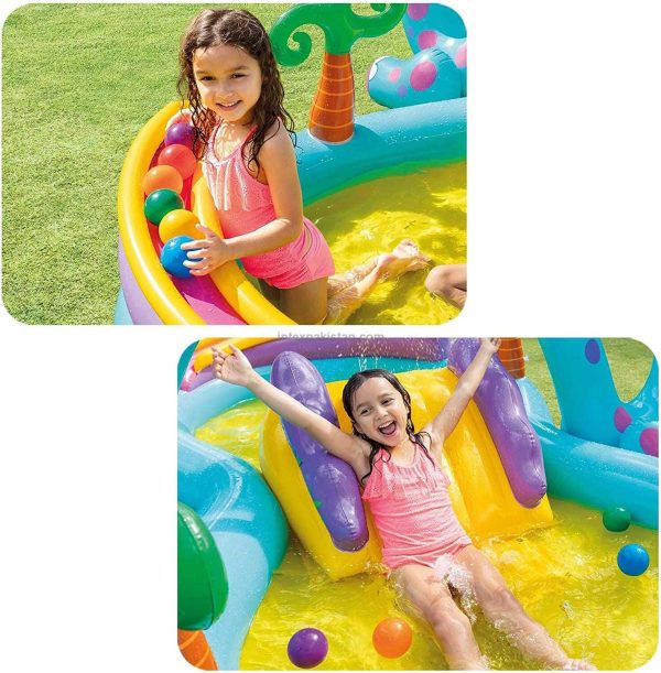 Intex felfújható dinós élménymedence ,vízsugárral , csúzdával gyerekeknek , 3.02 m × 2.29 m × 1.12 m - Image 5