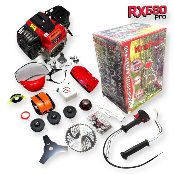 KrafTech RX680-Pro Benzinmotoros fűkasza és bozótvágó 6,2 LE, 73 cm³ kiegészítők: minden ami kell! - Image 6