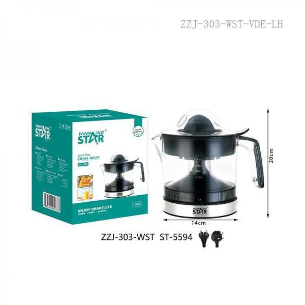 WINNING STAR ST-5594 Elektromos Citrusprés – 0.75L, 30W, Automatikus Forgás, Fekete/Inox - Image 6