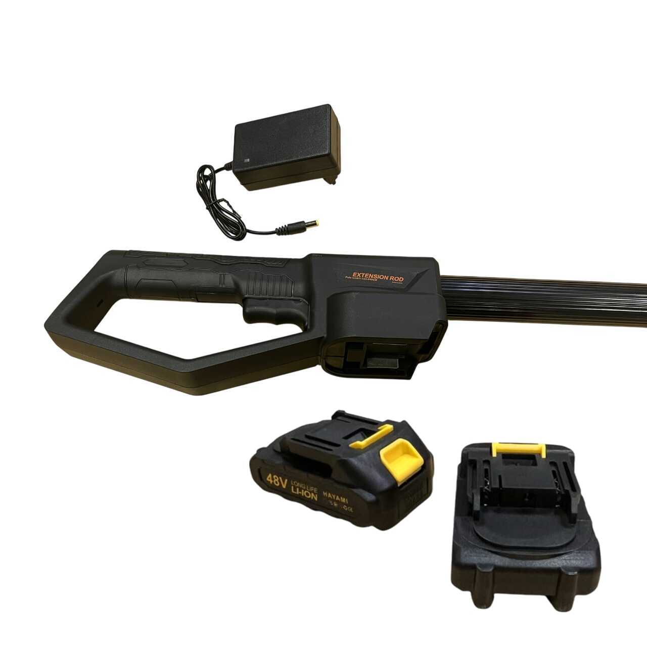 Hayami 1004-CC Magassági Ágvágó Szett, Láncfűrész és Metszőolló Teleszkópos hosszabító karral, 2db 48V akku - Image 7