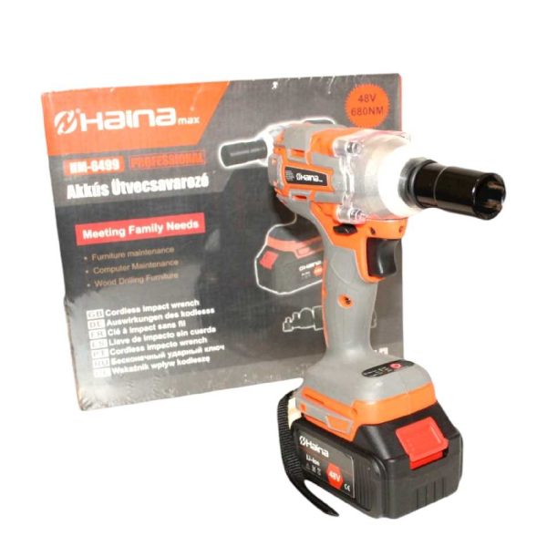 Haina HM-6499 Ütvecsavarozó 2x48V, 680Nm, Fúrótokmánnyal és 17, 19, 21, 22 mm Dugókulcsokkal - Image 7