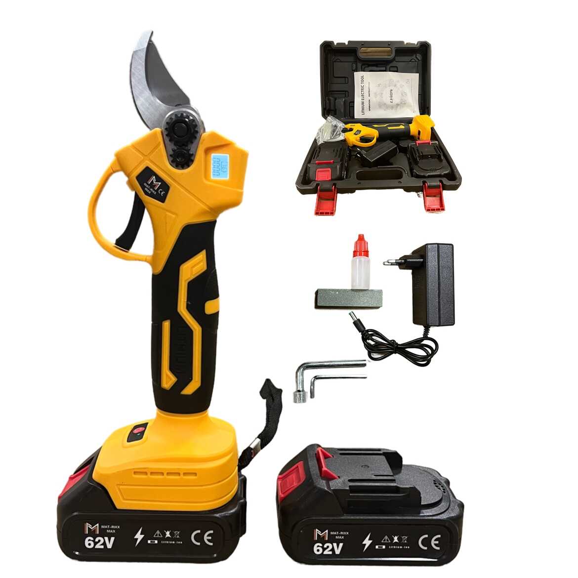 Mat-rixx Metszőolló Teleszkópos hosszabítóval 2db 62V akkuval, magassági ágvágó - Image 7