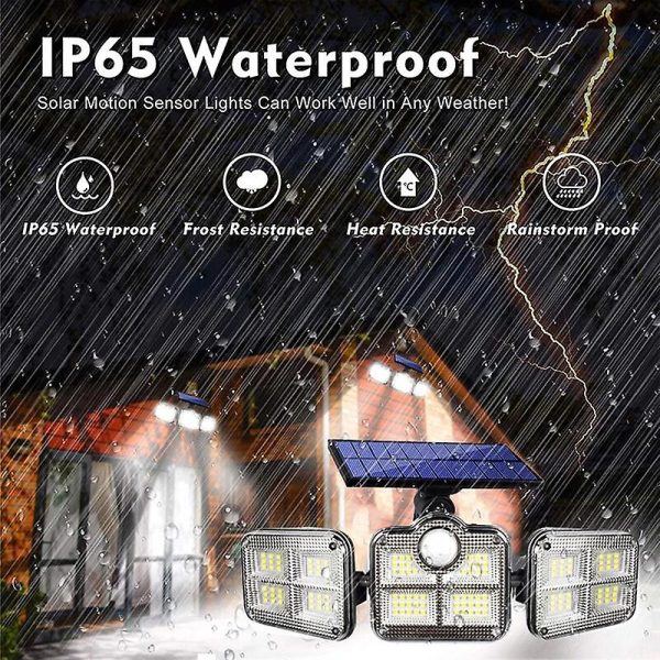 JD-2757A Napelemes 122 LED-es fali lámpa fény és mozgásérzékelővel, távirányítóval és 5m-es kábellel, IP65 - Image 7