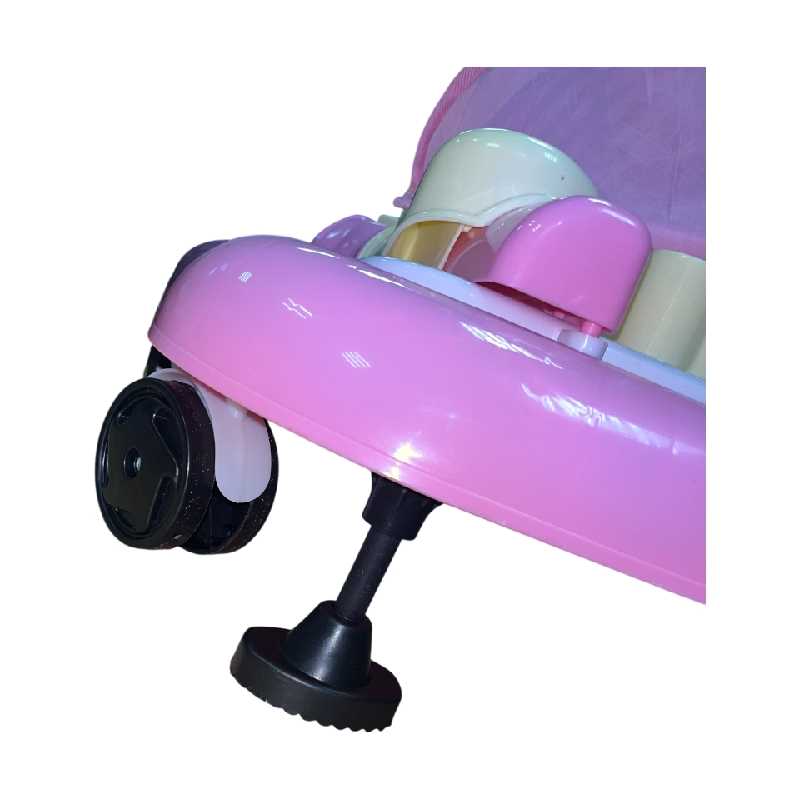 Rózsaszín Baba Járássegítő – Interaktív játékpanel, tolókar, fékezhető bébikomp - Image 4