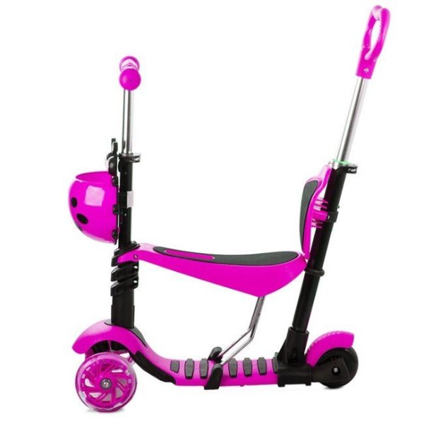 Gyerek 3 kerekű roller, totyogó robogó, futóbicikli,sétakocsi, 5 az 1-ben ,led kerekekkel , katicabogár kosárral, max 25kg , 2 féle színben - Image 15