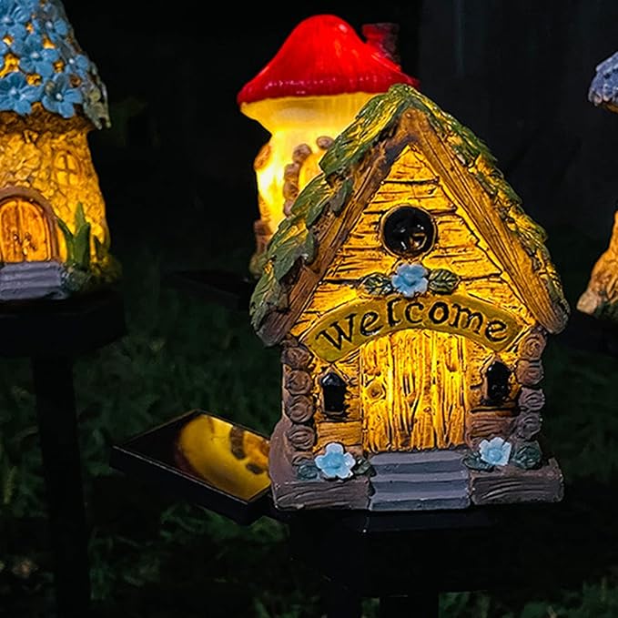 Napelemes világító kisházak leszúrható kerti fény, 40 cm - Image 7