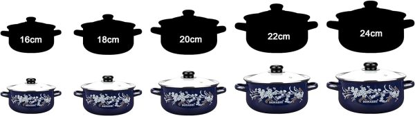 Enamel virágmintás edénykészlet fedővel (5 db) Sew-015 - Image 3