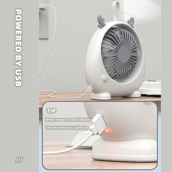 Asztali mini ventilátor ,KOS-19011, 2 féle sebeséggel , stílusos dizájn ,usb töltés - Image 3