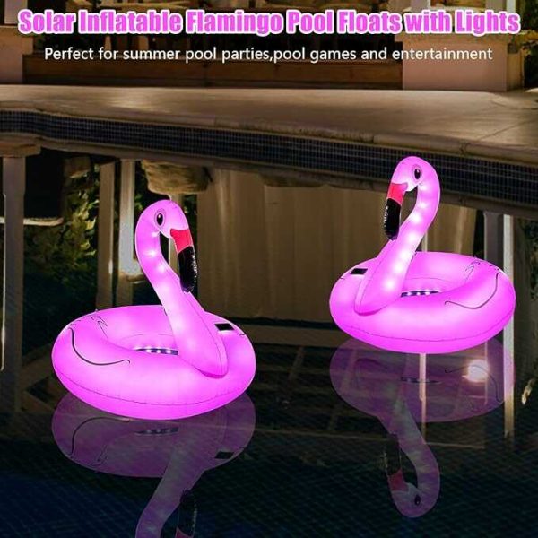 Ledes Flamingó úszógumi beépített led világítással nagyméretű 100 cm - Image 2