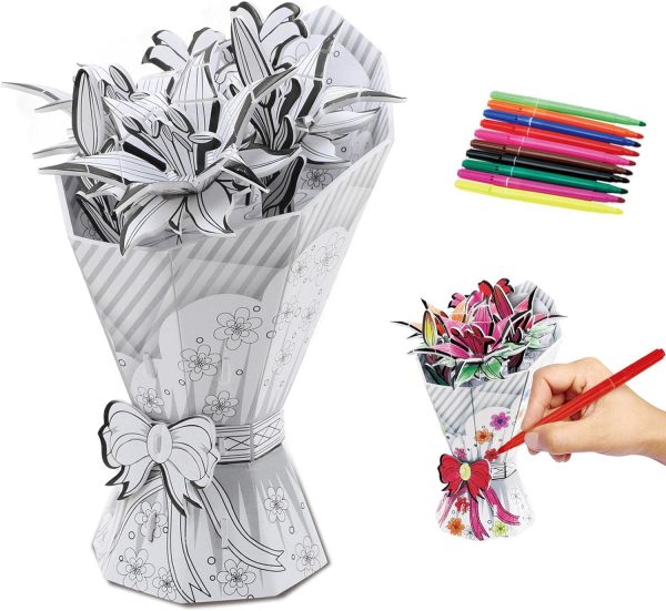 3D virágos puzzle,papír virág ,festhető 10db filcel - Image 2