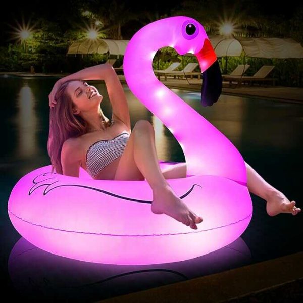 Ledes Flamingó úszógumi beépített led világítással nagyméretű 100 cm - Image 3