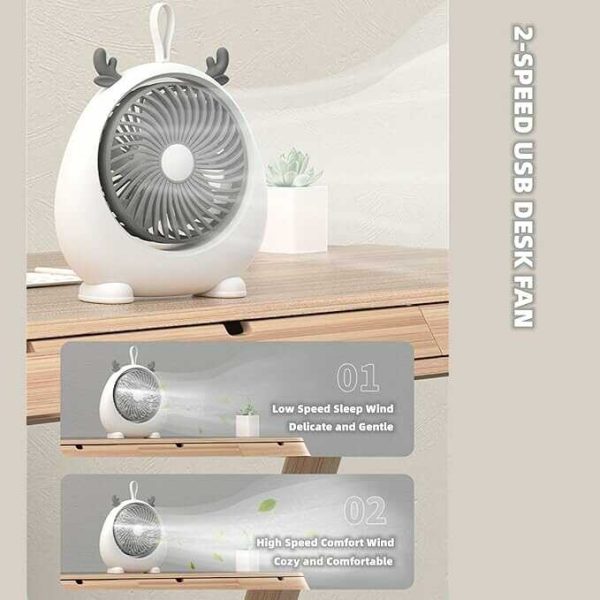 Asztali mini ventilátor ,KOS-19011, 2 féle sebeséggel , stílusos dizájn ,usb töltés - Image 2