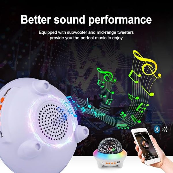 Galaxy Star fényprojektor, éjszakai fény gyerekeknek, dekoratív hangulatvilágítás hangszóróval és távirányítóval, USB, fehér - Image 4