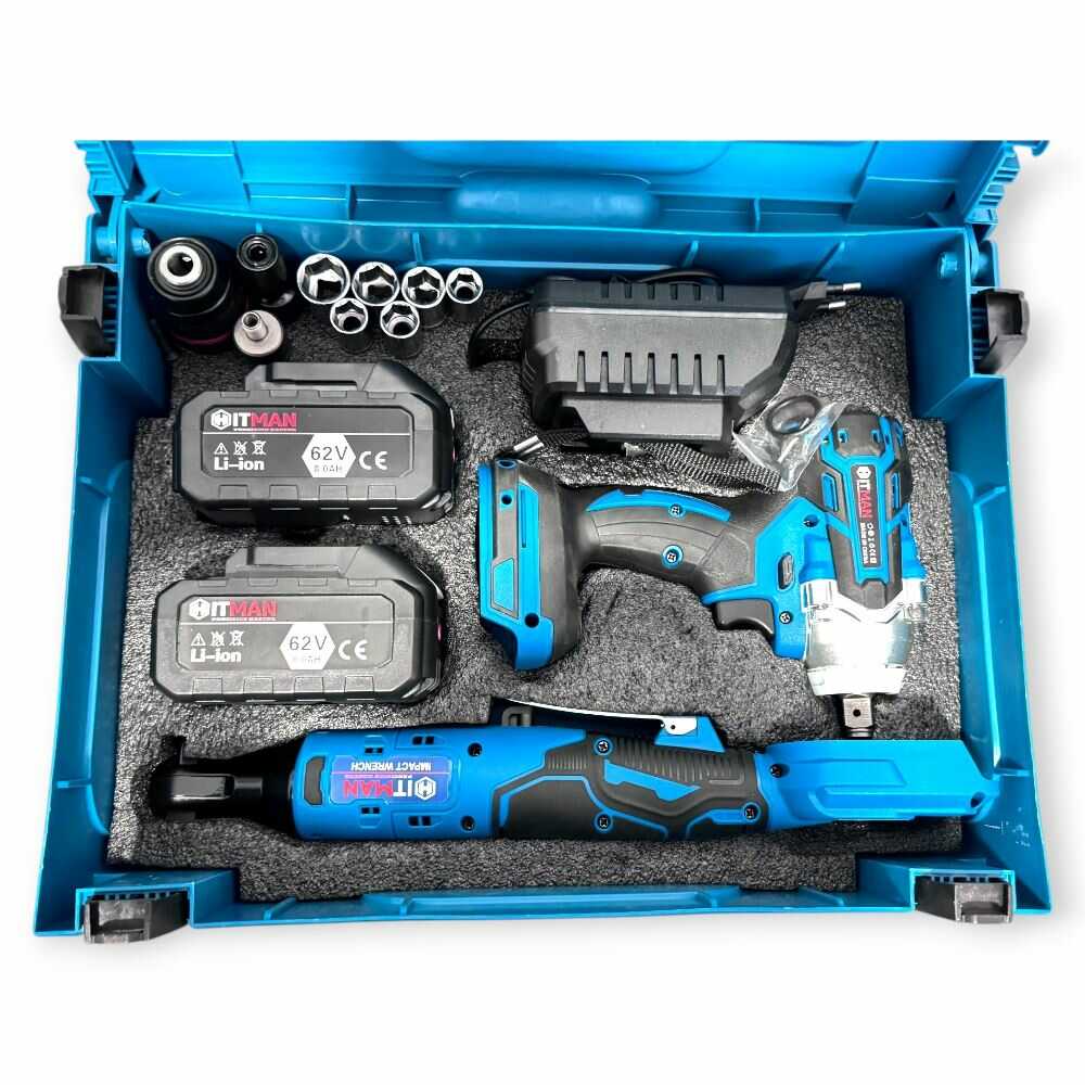 Hitman BBS-3327X Ütvecsavarozó és Racsnis Kulcs szerszámkészlet, 10 akkucellás - Image 9