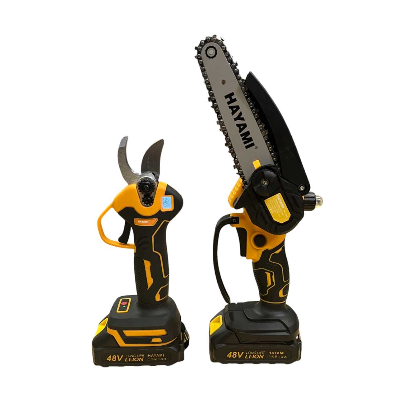 Hayami 1004-CC Magassági Ágvágó Szett, Láncfűrész és Metszőolló Teleszkópos hosszabító karral, 2db 48V akku - Image 8