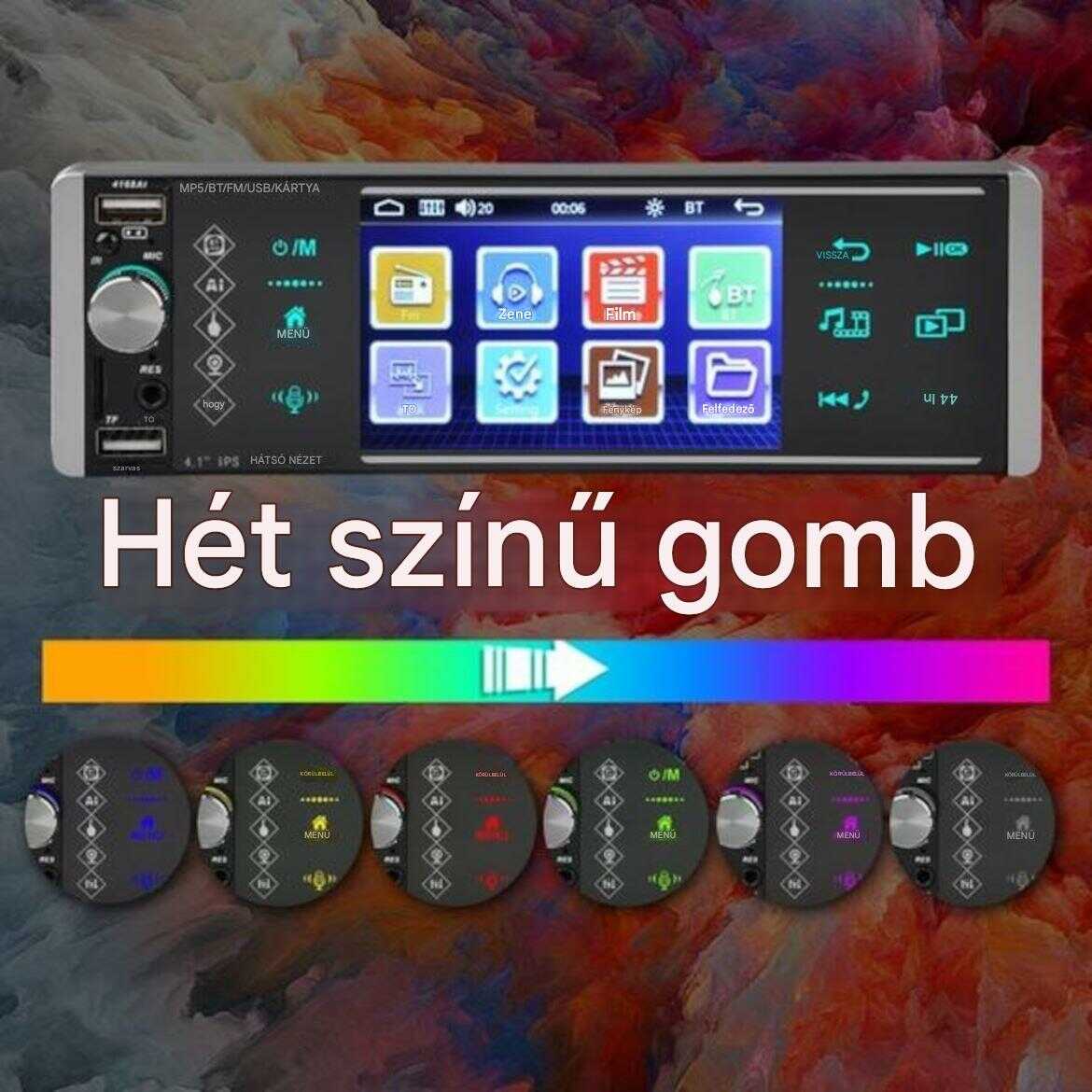 4.1 Hüvelykes Érintőképernyős Autós MP5 Lejátszó, 1DIN Fejegység: Bluetooth, USB-vel és Kormánykerék Vezérléssel - Image 6