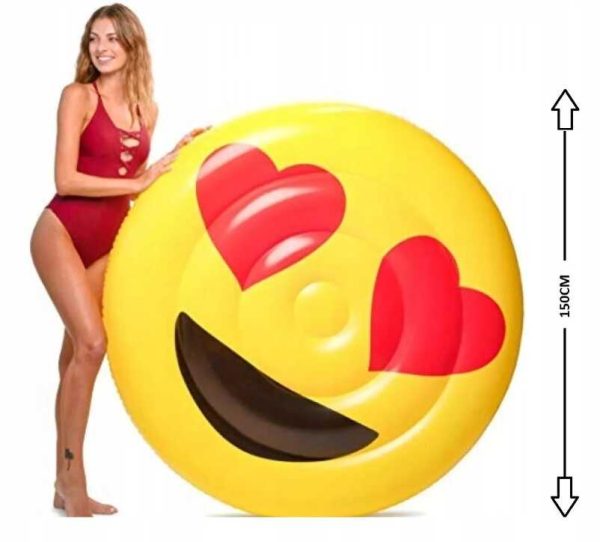 Óriás Emoji kör alakú pihenőmatrac strandmatrac 150 cm - Image 7