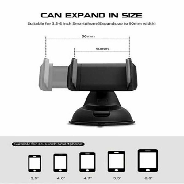 Univerzális tapadókorongos telefontartó autóba, teleszkópos, 360°-ban forgatható - Image 7