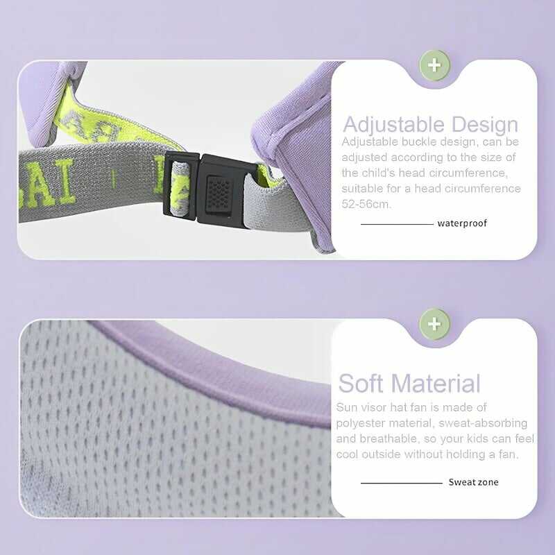 Cicás napellenzősapka gyerekeknek beépített ventilátorral , 3 féle sebeséggel , usb töltés - Image 3