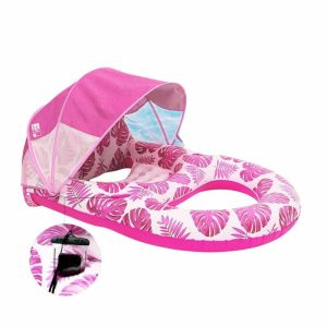 Állítható Napellenzős vízifotel 2db italtartóval trópusi mintával pihenőfotel rózsaszín 120 x 90 x 65 cm