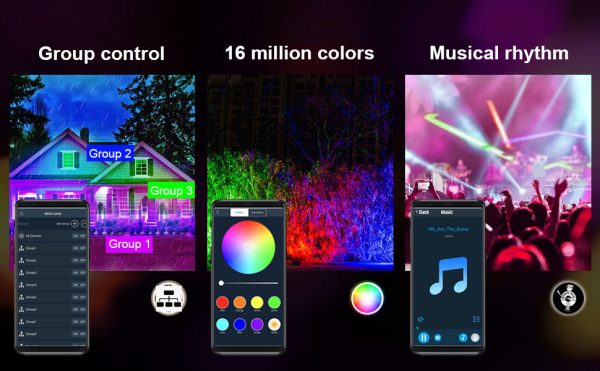 100W Okos LED Reflektor Kültéri RGB IP66 - Image 3