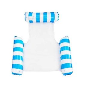 PoolPal 4 az 1-ben Felfújható Úszóágy – Többfunkciós Kényelem, Kék-Fehér Csíkos