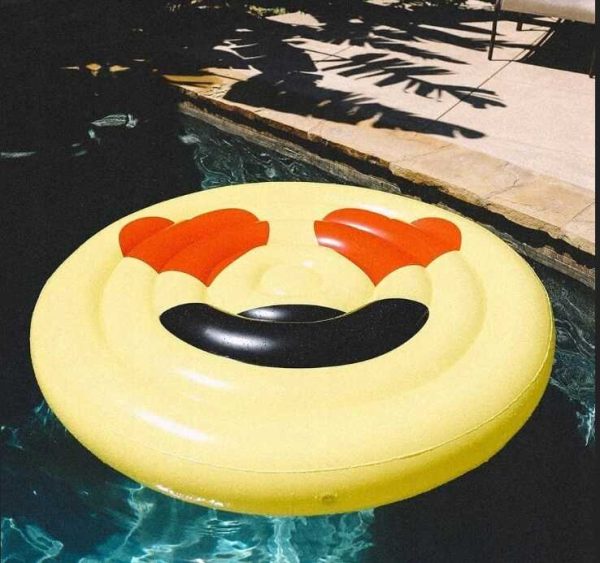 Óriás Emoji kör alakú pihenőmatrac strandmatrac 150 cm - Image 8