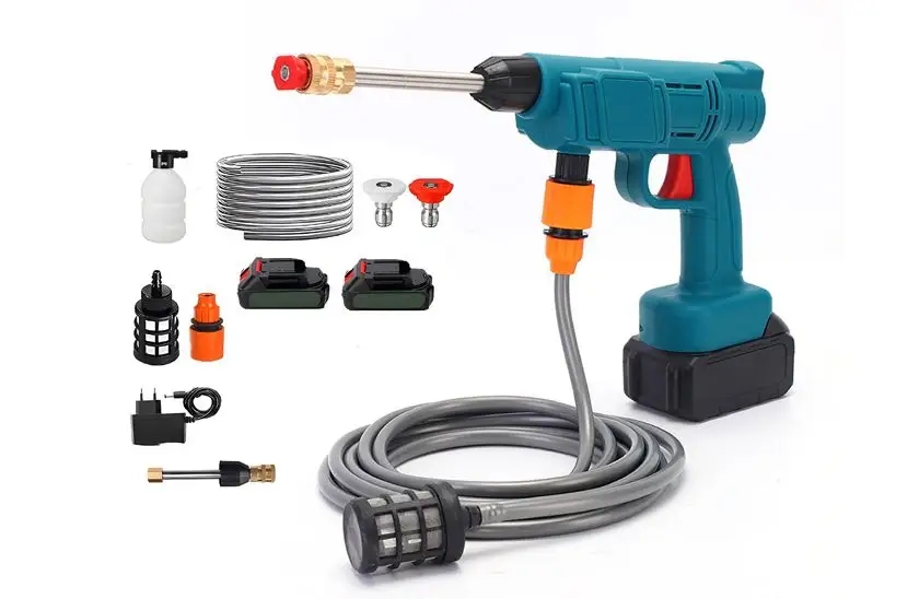 Mat-rixx Hordozható magasnyomású mosó pisztoly 2 fúvókával 2 DB 88V akkuval és habtartállyal kofferban