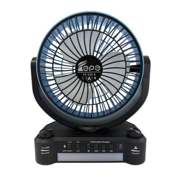 Napelemes hordozható ventilátor + elektromos töltés FP-355-S , beépített FM rádióval , Led világítással - Image 9