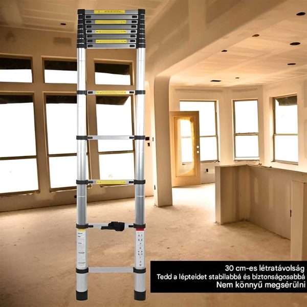 Haina H-UP260 Teleszkópos Alumínium Létra 2,6m – 150 kg Teherbírás, Kompakt és Biztonságos - Image 9