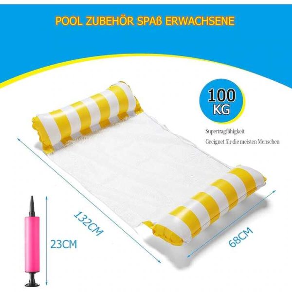 PoolComfort Csíkos Felfújható Relax Ágy – Hálós Középrész, 130cm Hosszú, Gyors Felfújás - Image 9