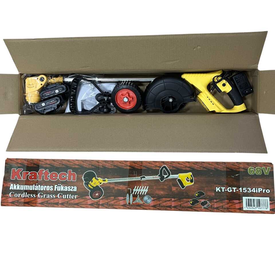 Kraftech GT-1534iPro 16 részes Kerekes fűkasza, Szegélynyíró 2db akkumulátorral - Image 9