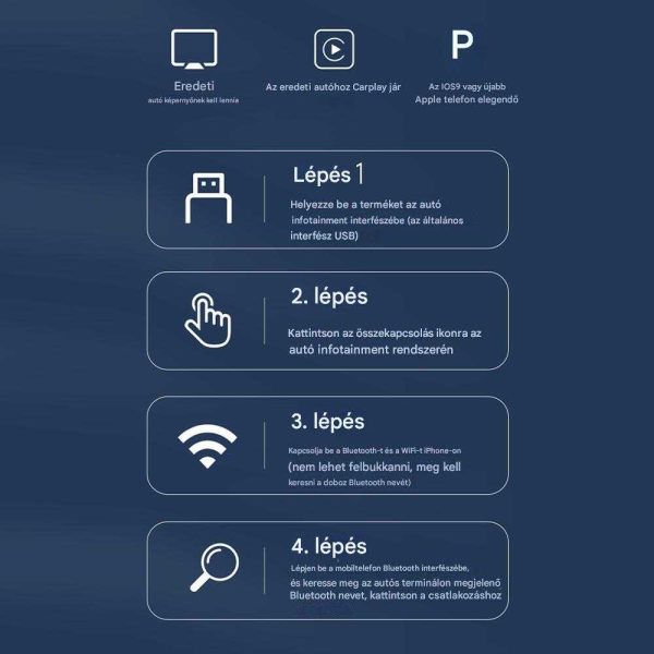 Vezeték Nélküli Autós Kapcsolat CarPlay & AndroidAuto alapú fejegységekhez, Bluetooth USB Adapter - Image 11
