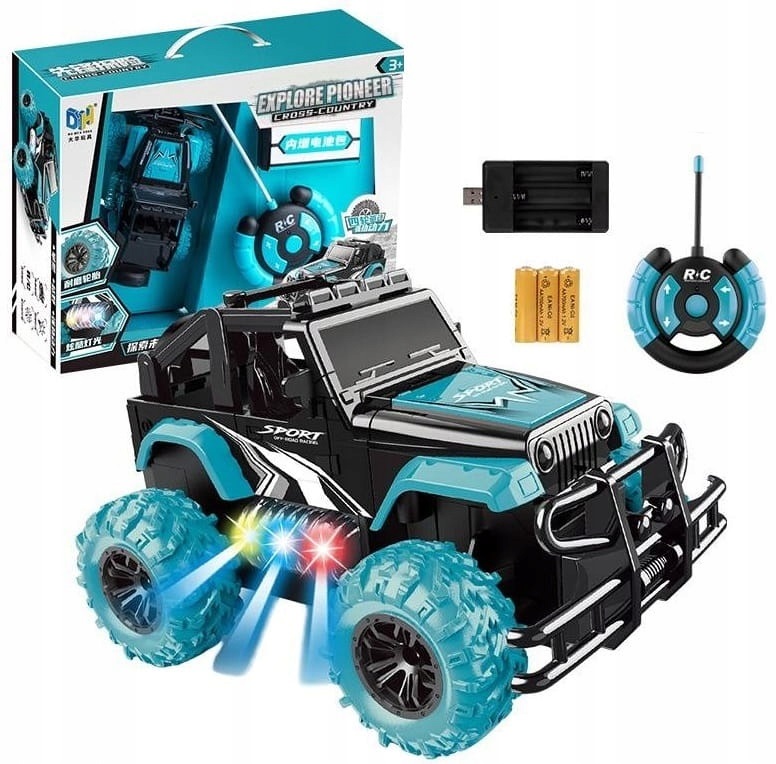 Távirányítós dzsip, műanyag/gumi, kék