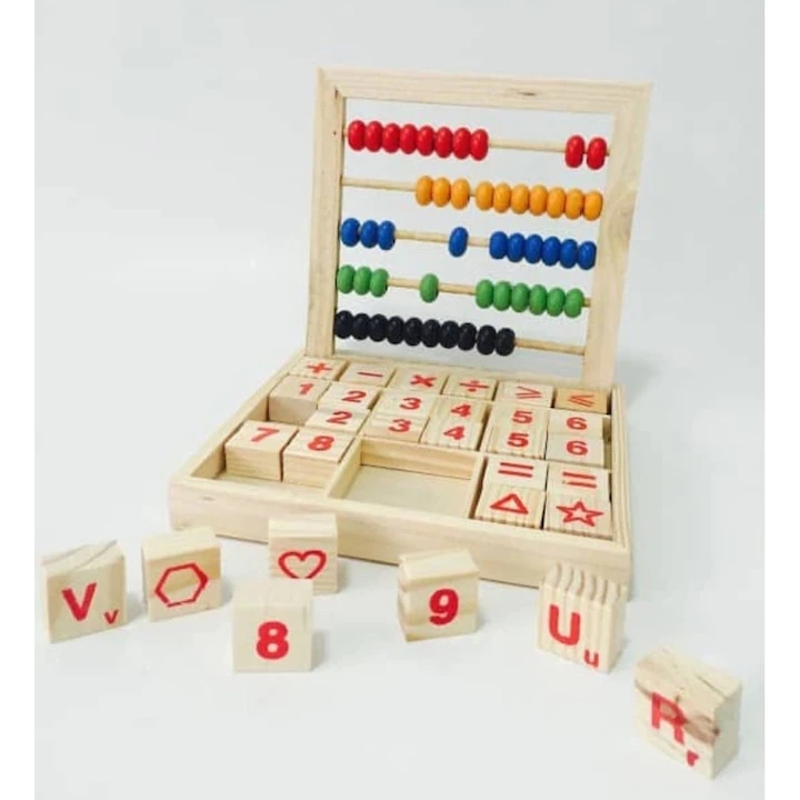 OEM abakusz, kockákkal, számokkal, műveletekkel, betűkkel, fa, Montessori típusú - Image 3