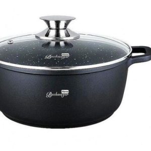 Bachmayer indukciós BM-7884-44 préselt alumínium edény tapadásmentes kerámia bevonattal, üveg fedővel, 3 rétegű hővezető alj, 44 cm, 23 l