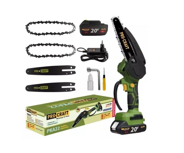 Procraft PKA 22 professzionális Mini Láncfűrész 2 Akkus 6" lánccal​ 20V