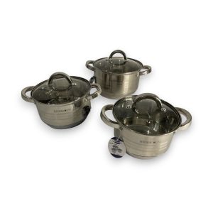 Berghome Line BL-1223 indukciós 6 részes rozsdamentes acél edénykészlet (2.1L, 2.9L, 3.9L),