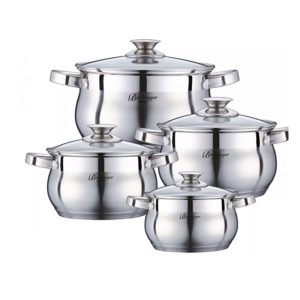 Bachmayer BM-283 indukciós 8 részes rozsdamentes acél edénykészlet (2.1L, 2.9L, 3.9L, 6.5L),