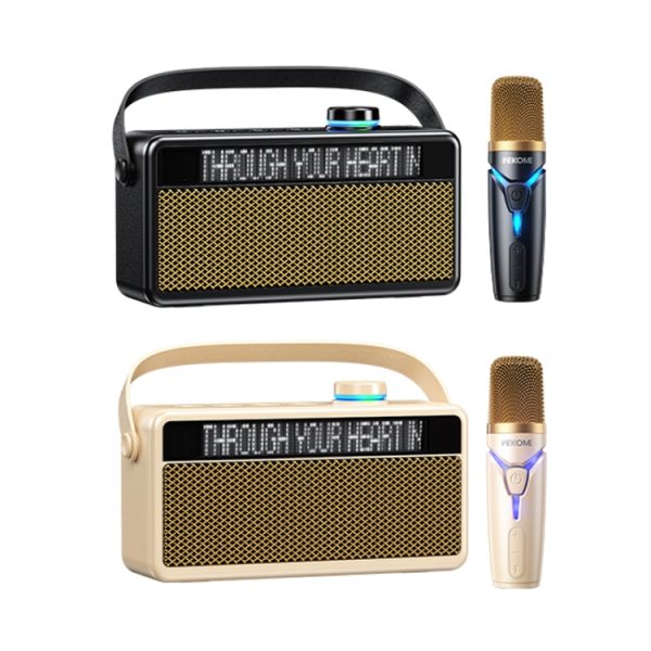 BT-K25 Bluetooth Karaoke hangszóró, LCD kijelző, vezeték nélküli mikrofon - Image 4