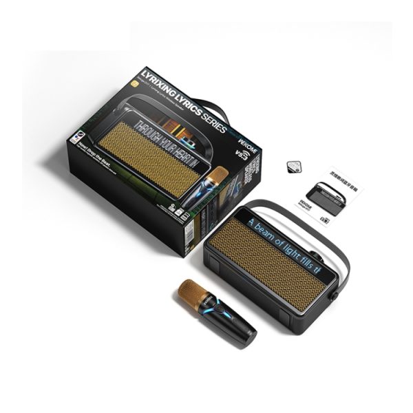 BT-K25 Bluetooth Karaoke hangszóró, LCD kijelző, vezeték nélküli mikrofon - Image 3