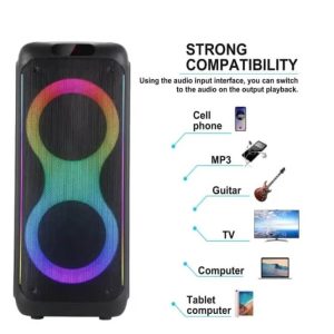 Brodu Bluetooth hangszóró vezeték nélküli mikrofonnal és távirányítóval, lézer és rgb fény effekttel