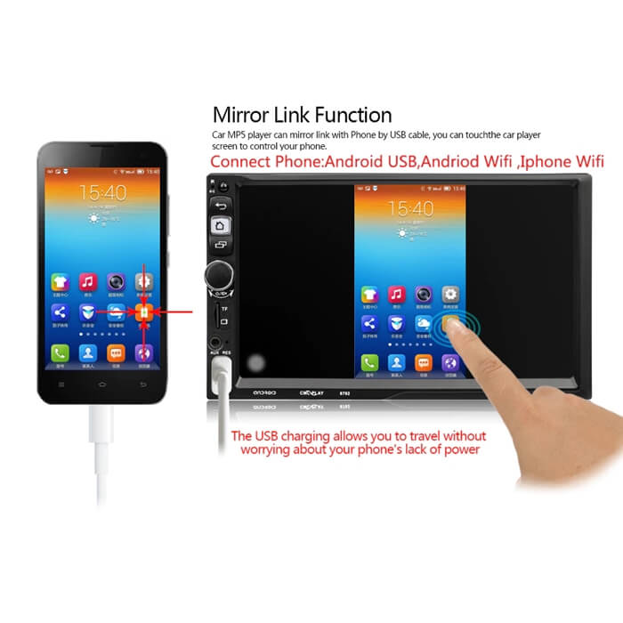 CML-8702 Android 7 hüvelykes érintőképernyős fejegység/ autó sztereó MP5 lejátszó, 2DIN - Image 6