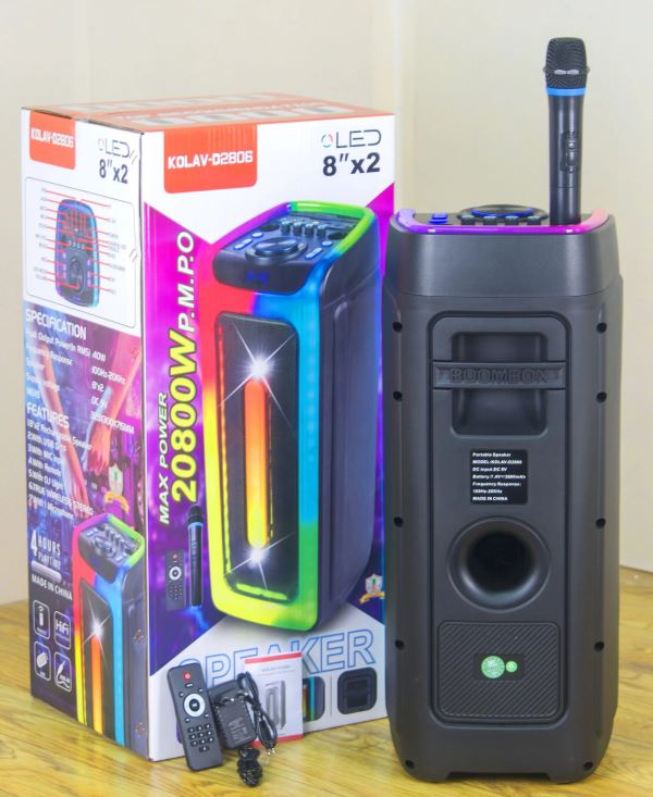 Kolav hordozható akkumulátoros bluetooth hangszoró , usb , fm rádió, mikrofon , rgb fényekkel és távirányítóval, D2806 - Image 4