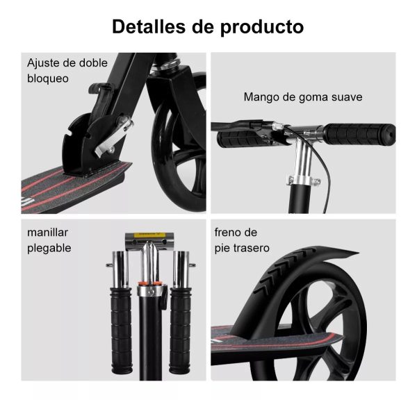 Scooter felnőtt roller , összecsukható , kitámasztóval ,állítható kormánymagasságal (95-106 cm) maximális teherbírás 100kg - Image 2