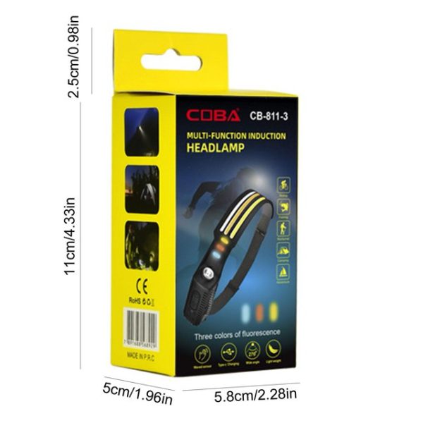 F-811-3 Fejlámpa USB-töltéssel és mozgásérzékelővel, 1000 Lumen - Image 2