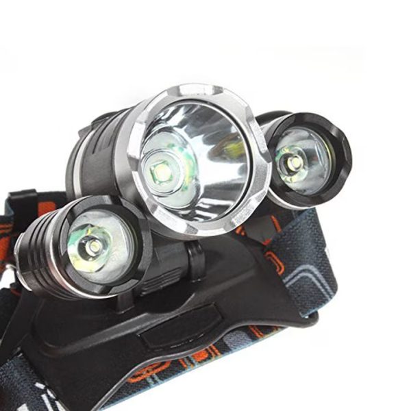 Fejlámpa 3 x CREE T6 LED-del és 2 újratölthető elemmel - Image 4