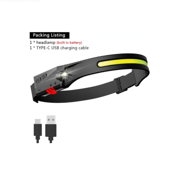 COB/XPE Fényszórós fejlámpa , 350 lumen, kézvezéslés, USB töltés - Image 2