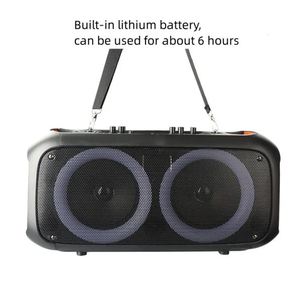 GY-2603 Klasszikus kialakítású Dual 6 hüvelykes akkumulátoros hangszóró színes fénnyel, 30W - Image 2